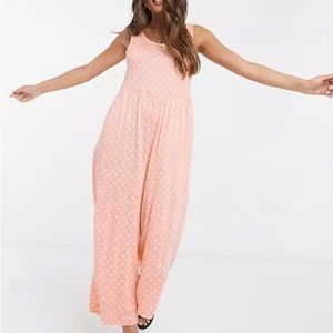 NWOT ASOS Petite Peach Polka Dot Jumpsuit